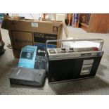 A VINTAGE SANYO PORTABLE CASSETTE RECORDER IN ORIGINAL BOX