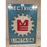 A VINTAGE CONTINENTAL WOODEN ADVERTISING SIGN FOR METRICA LUVUITADA