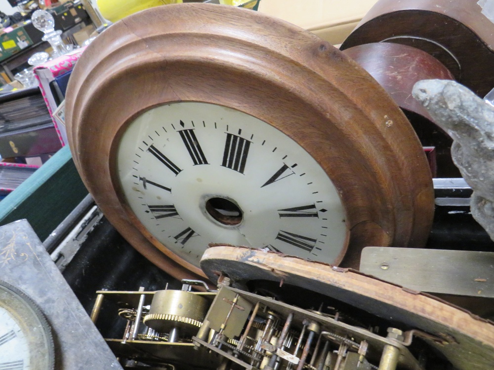 TWO TRAYS OF ASSORTED CLOCK PARTS MOVEMENTS AND CASES TOGETHER WITH A BOXED RAPPORT MYSTERY CLOCK - Image 4 of 7