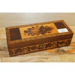 A TUNBRIDGEWARE INLAID BOX WITH LINED INTERIOR