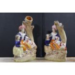 A PAIR OF STAFFORDSHIRE FLATBACK FIGURES A/F