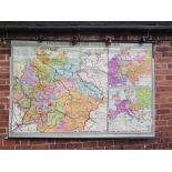A LARGE ROLLABLE WALL MAP BY GEORGE WESTERMANN SHOWING THE TERRITORIES OF GERMANY BETWEEN 1789 -