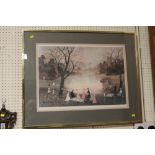 A FRAMED HELEN BRADLEY PRINT SIGNED IN PENCIL - WITH BOOK AND CARD (IN CABINET)
