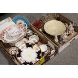 TWO TRAYS OF CERAMICS ETC TO INCLUDE ANTIQUE AND JEWELED EXAMPLES SEVERAL A/F