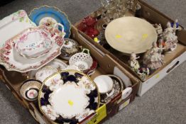 TWO TRAYS OF CERAMICS ETC TO INCLUDE ANTIQUE AND JEWELED EXAMPLES SEVERAL A/F