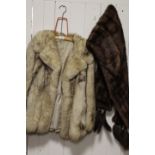 A VINTAGE FOX FUR JACKET TOGETHER WITH A VINTAGE STOLE
