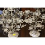A PAIR OF MODERN MULTI SCONCED FLORAL STYLE CANDELABRAS