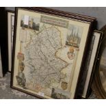 THREE FRAMED AND GLAZED VINTAGE MAPS