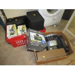 VARIOUS HIFI SPEAKERS, DOG LEASHES AND RADIOS ETC