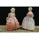 A SMALL ROYAL DOULTON FIGURINE ROSE HN1368 TOGETHER WITH MARIE HN1635 (2)