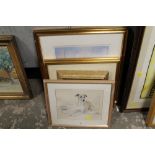 A COLLECTION OF FRAMED AND GLAZED PICTURES PRINTS AND WATERCOLOURS TO INCLUDE A LIMITED EDITION