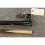 A METAL CASED ONE PIECE VINTAGE SNOOKER CUE- KEY IN OFFICE
