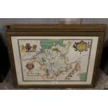 A SET OF FOUR GILT FRAMED 1964 TAYLOWE LIMITED PRINTS OF ANTIQUE COUNTY MAPS