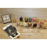 TWO SMALL TRAYS OF NOVELTY COLLECTORS EGGS AND STANDS