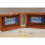TWO REVOLVING LIBERTY HALL / STRICT ORDER BUFFALO MEETING SIGNS