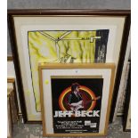 THREE POP CULTURE PICTURES TO INCLUDE A JEFF BECK CONCERT POSTER AND A LIMITED EDITION STEPHEN