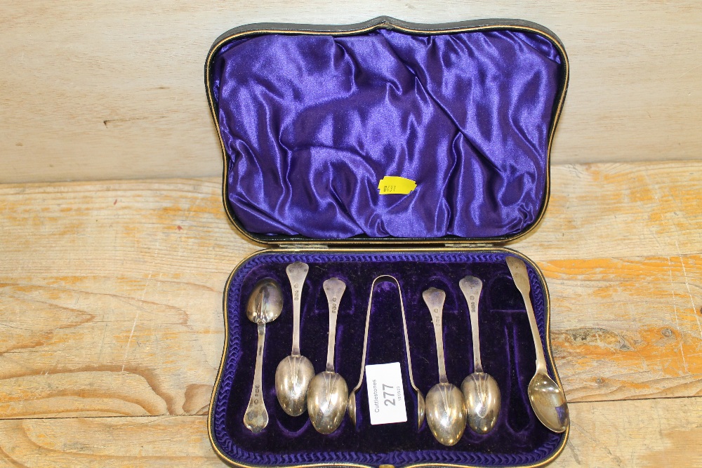 A COLLECTION OF HALLMARKED SPOONS AND TONGS ETC