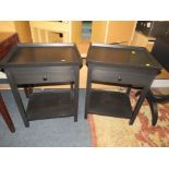 A PAIR OF MODERN BLACK BESIDE STANDS (2)