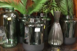 A SELECTION OF MODERN GREEN GLASSWARE