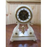 A FRENCH MANTLE CLOCK HAVING PENDULUM WITH SWINGING CHERUB, H 24 cm