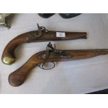 TWO ANTIQUE FLINTLOCK AND PERCUSSION PISTOLS, L 36 cm (2)