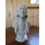 A 19TH CENTURY STAFFORDSHIRE BUST DEPICTING THE REVEREND JOHN WESLEY, H 29 cm