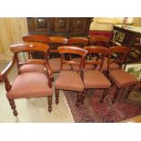 A SET OF EIGHT VICTORIAN MAHOGANY DINING CHAIRS (TWO CARVERS)