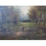 C. WILLIAMS (XX). Children in a woodland setting, signed lower left, oil on canvas, 34 x 74 cm