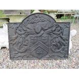 A HEAVY ANTIQUE CAST IRON FIREBACK POSSIBLY 18TH CENTURY, 56 X 73 cm