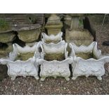A SET OF FOUR WHITE PAINTED ALLOY SQUARE PLANTERS (4)