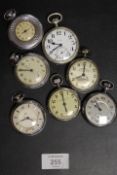 SEVEN ASSORTED SILVER PLATED POCKET WATCHES