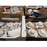 FOUR TRAYS OF ASSORTED CERAMICS TO INCLUDE TEA WARE