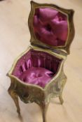 A FRENCH STYLE CAST METAL SATIN LINED JEWELLERY BOX