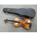 A CASED VINTAGE VIOLIN A/F