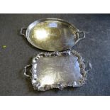 A LARGE SILVER - PLATED OVAL TRAY TOGETHER WITH A 1991 A.A.C.A. PRESENTATION BENTLEY TRAY (2)