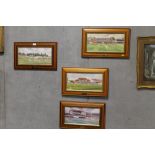 A COLLECTION OF FOUR PRINTS OF FAMOUS CRICKET GROUNDS BY TERRY HARRISON - EACH WITH A SMALL ENGRAVED