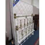 A VICTORIAN STYLE BRASS AND CAST DOUBLE FRAME WITH MATTRESS