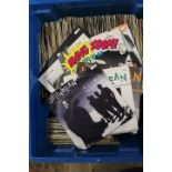 FOUR TRAYS OF 7" SINGLES RECORDS TO INCLUDE THE THOMPSON TWINS AND TERENCE TRENT DERBY