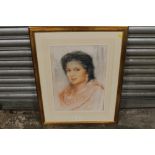 A FRAMED AND GLAZED MIXED MEDIA PORTRAIT OF A LADY BY DAWN COOKSON SIGNED LOWER RIGHT 1998 WITH