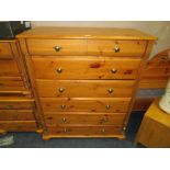 A MODERN HONEY PINE SIX DRAWER CHEST W-100CM A/F