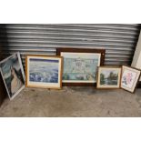 A SELECTION OF FRAMED AND GLAZED PICTURES AND PRINTS TO INCLUDE A VINTAGE OAK FRAMED PRINT OF THE DE