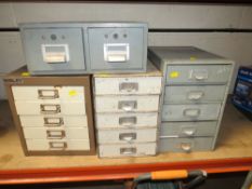 FIVE ASSORTED SMALL STEEL FILING DRAWERS