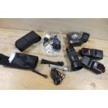 A SELECTION OF CAMERA EQUIPMENT TO INCLUDE A WIRELESS FLASH TRIGGER, A SONY SH0007 ZOOM LENS ETC