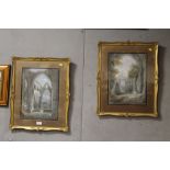 A PAIR OF GILT FRAMED AND GLAZED WATERCOLOURS OF ABBEY RUINS