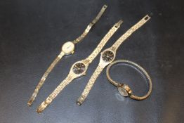 A 9CT GOLD EVERITE WRISTWATCH ON EXPANDING STEEL BRACELET TOGETHER WITH THREE SEKONDA WATCHES (4)