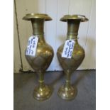 A PAIR OF 20TH CENTURY LARGE BRASS EASTERN VASES - APPROX H"