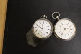 TWO HALLMARKED SILVER OPEN FACED POCKET WATCHES A/F