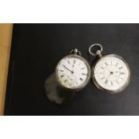 TWO HALLMARKED SILVER OPEN FACED POCKET WATCHES A/F