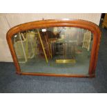 A 19TH CENTURY INLAID OVERMANTLE MIRROR H-67 W-102 CM