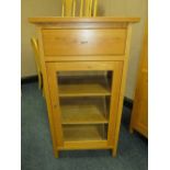 A LIGHT OAK GLAZED CABINET H-111 W-60 CM